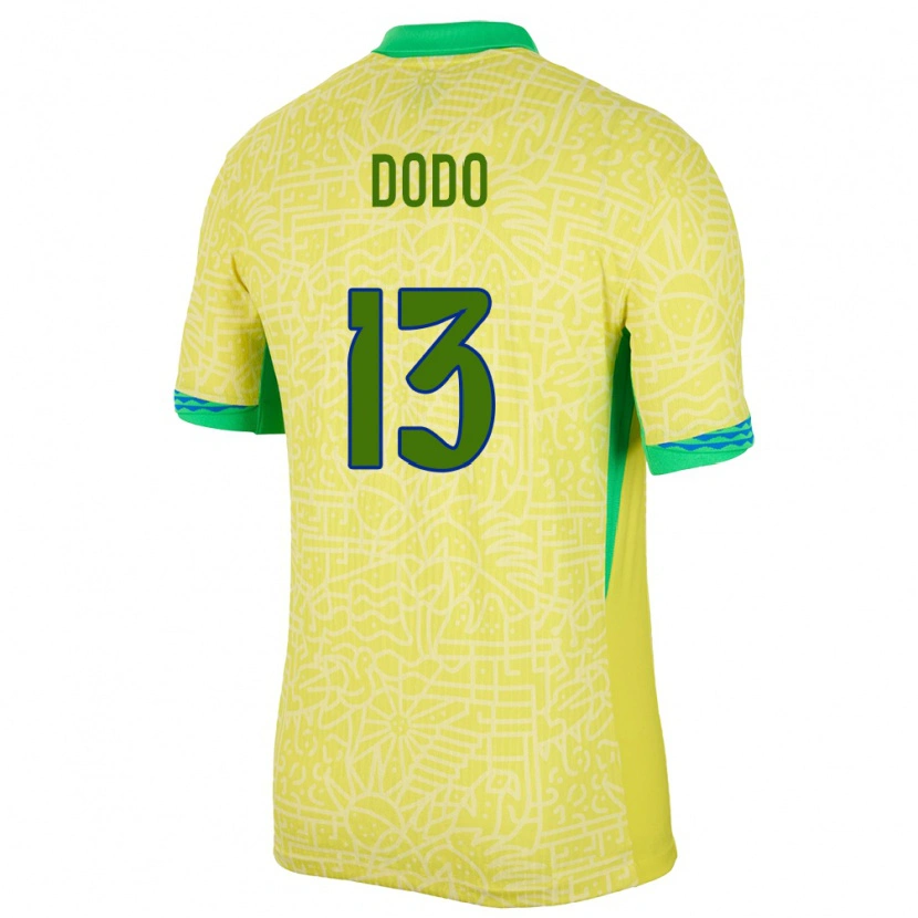 Danxen Hombre Camiseta Brasil Dodô #13 Amarillo 1ª Equipación 24-26 La Camisa México