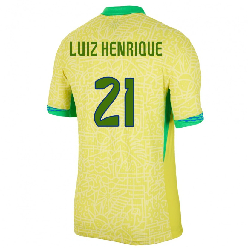 Danxen Hombre Camiseta Brasil Luiz Henrique #21 Amarillo 1ª Equipación 24-26 La Camisa México