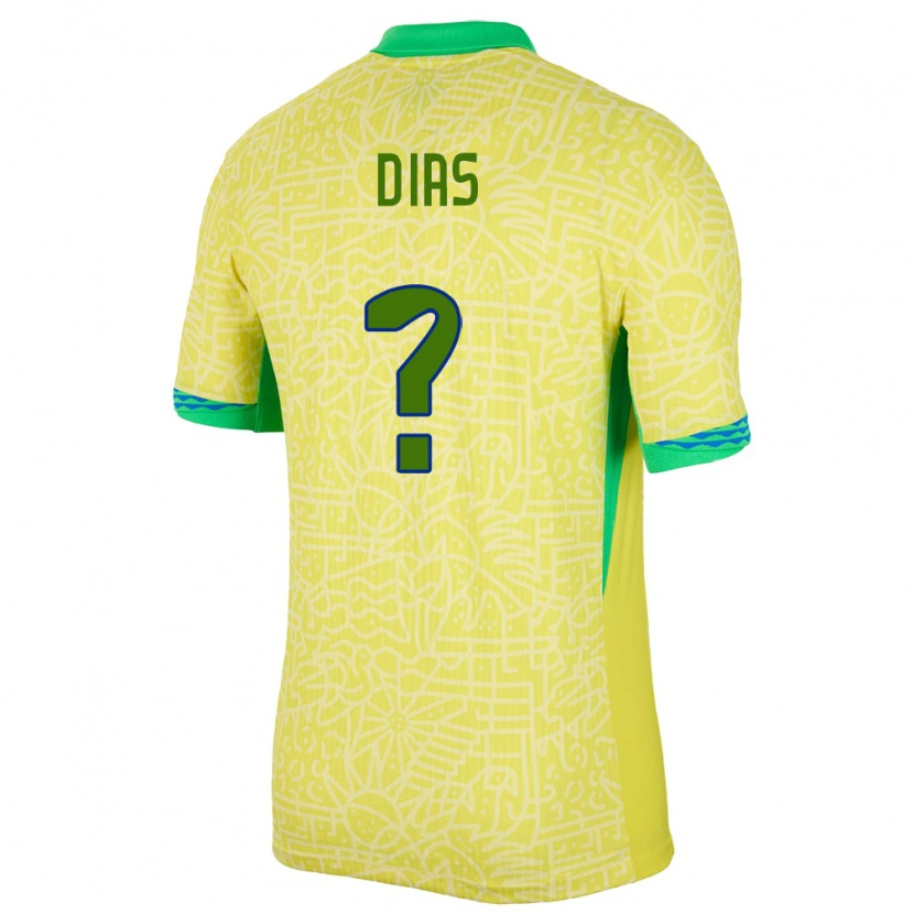 Danxen Hombre Camiseta Brasil Arthur Dias #0 Amarillo 1ª Equipación 24-26 La Camisa México