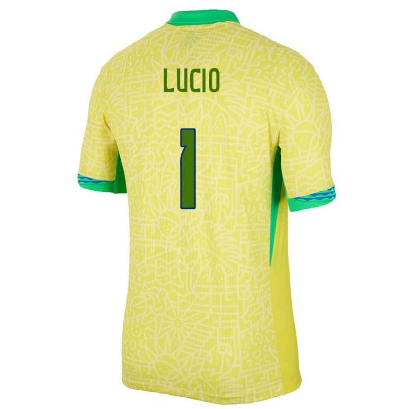 Danxen Hombre Camiseta Brasil João Lucio #1 Amarillo 1ª Equipación 24-26 La Camisa México