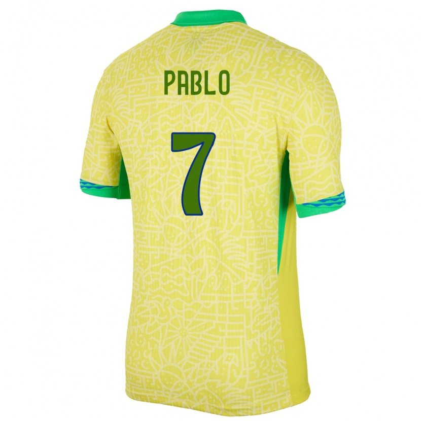 Danxen Hombre Camiseta Brasil Ruan Pablo #7 Amarillo 1ª Equipación 24-26 La Camisa México