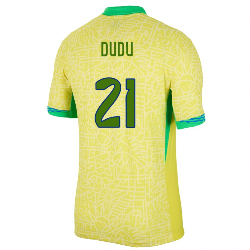 Danxen Hombre Camiseta Brasil Dudu #21 Amarillo 1ª Equipación 24-26 La Camisa México