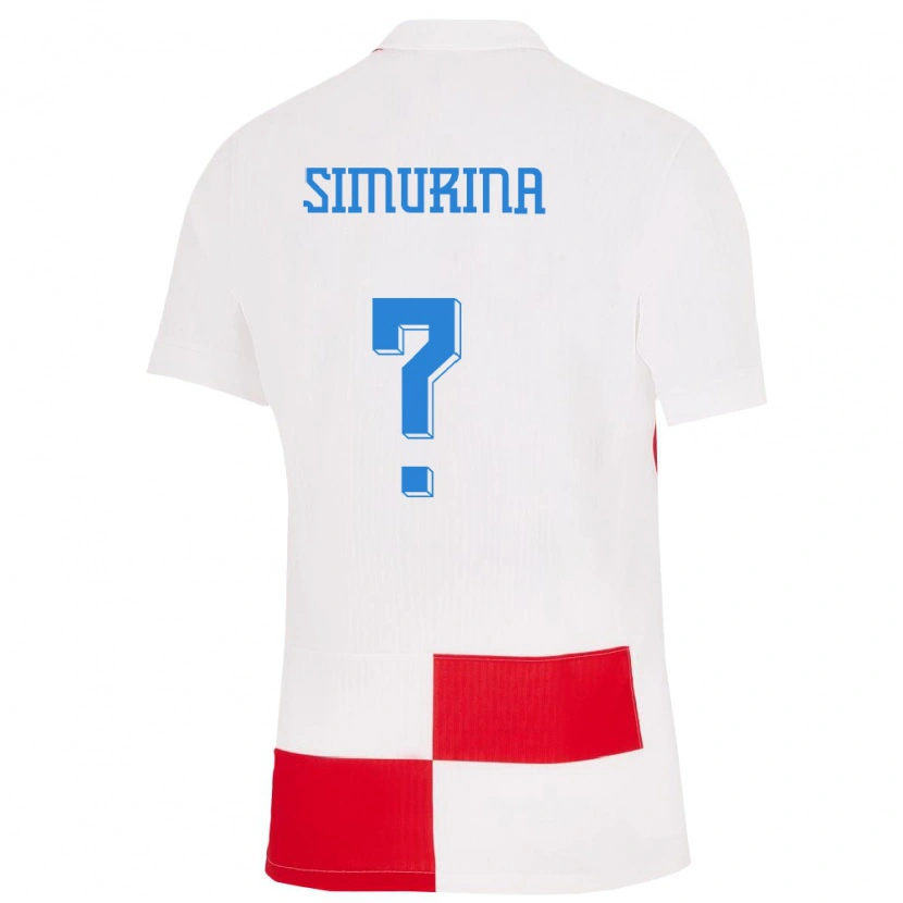 Danxen Hombre Camiseta Croacia Stipe Simurina #0 Blanco Rojo 1ª Equipación 24-26 La Camisa México