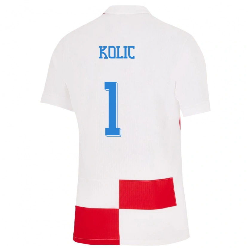 Danxen Hombre Camiseta Croacia Franko Kolic #1 Blanco Rojo 1ª Equipación 24-26 La Camisa México
