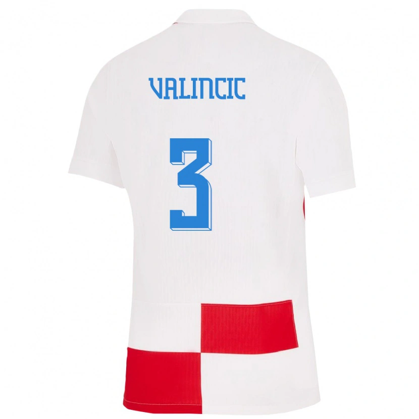 Danxen Hombre Camiseta Croacia Moris Valincic #3 Blanco Rojo 1ª Equipación 24-26 La Camisa México