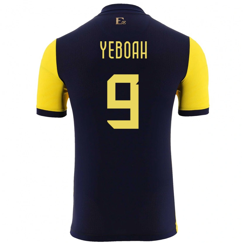 Danxen Hombre Camiseta Ecuador John Yeboah #9 Amarillo 1ª Equipación 24-26 La Camisa México