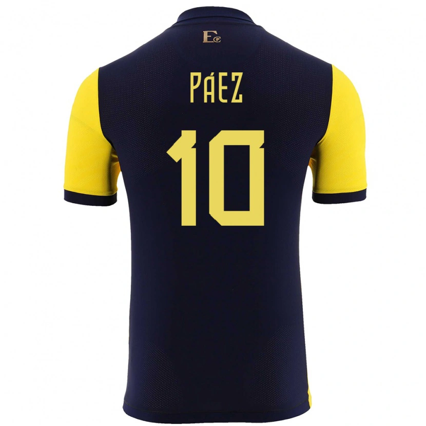 Danxen Hombre Camiseta Ecuador Kendry Páez #10 Amarillo 1ª Equipación 24-26 La Camisa México