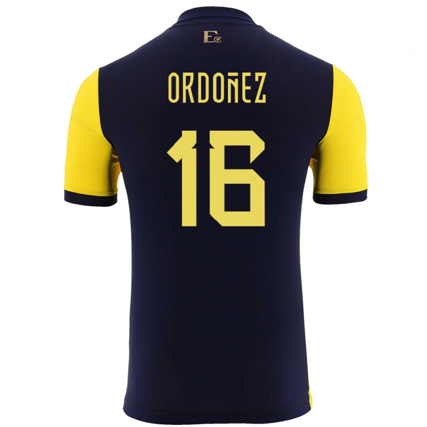 Danxen Hombre Camiseta Ecuador Joel Ordóñez #16 Amarillo 1ª Equipación 24-26 La Camisa México