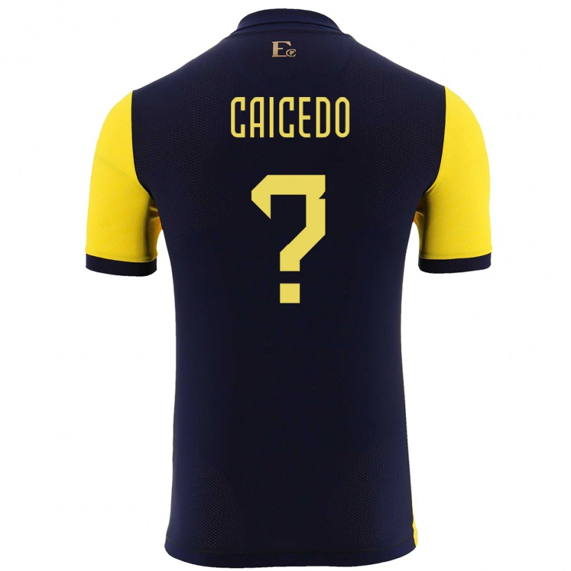 Danxen Hombre Camiseta Ecuador Elian Caicedo #0 Amarillo 1ª Equipación 24-26 La Camisa México