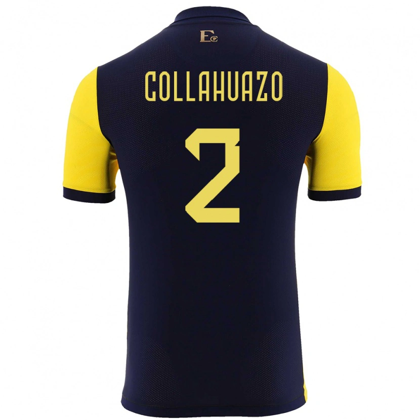 Danxen Hombre Camiseta Ecuador Jair Collahuazo #2 Amarillo 1ª Equipación 24-26 La Camisa México