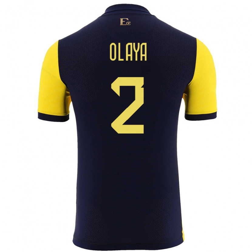 Danxen Hombre Camiseta Ecuador Virgilio Olaya #2 Amarillo 1ª Equipación 24-26 La Camisa México
