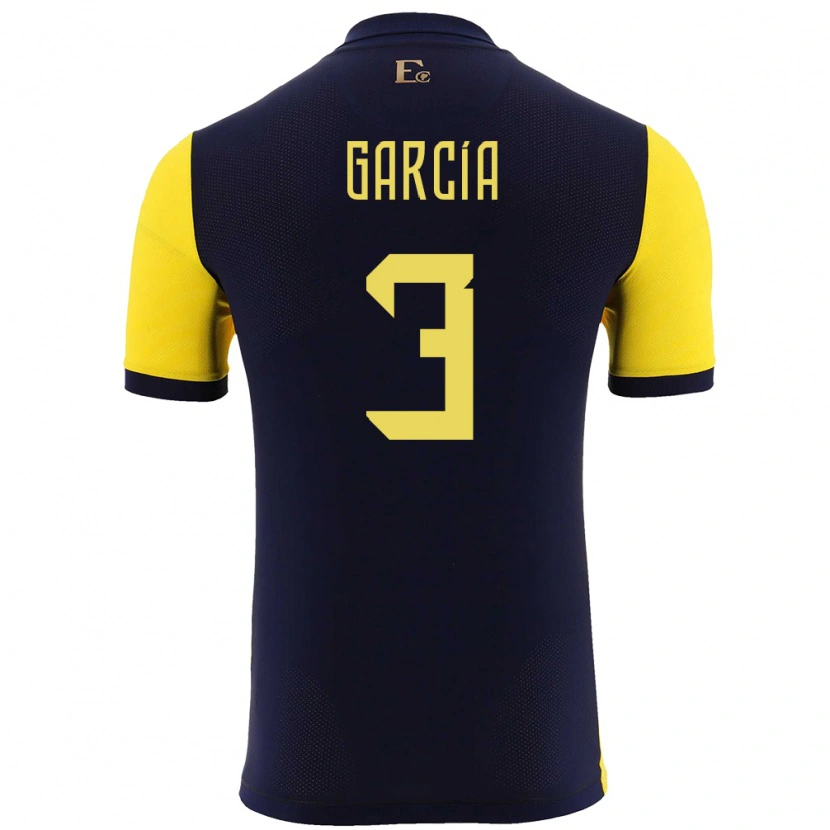 Danxen Hombre Camiseta Ecuador Christian García #3 Amarillo 1ª Equipación 24-26 La Camisa México