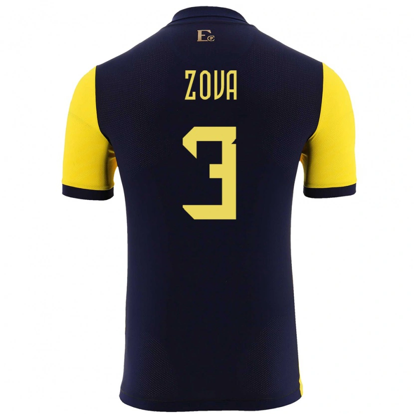 Danxen Hombre Camiseta Ecuador Alex Zova #3 Amarillo 1ª Equipación 24-26 La Camisa México