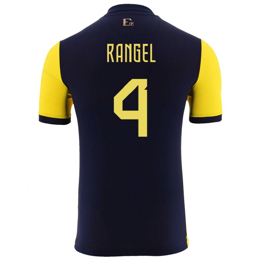 Danxen Hombre Camiseta Ecuador Álex Rangel #4 Amarillo 1ª Equipación 24-26 La Camisa México