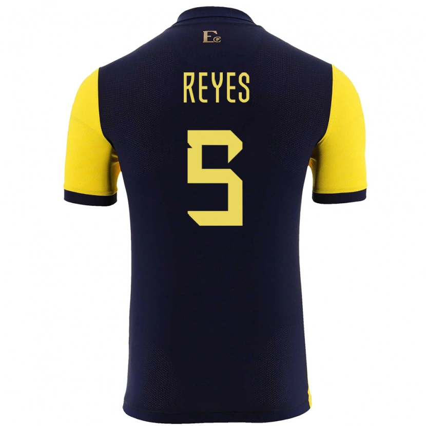 Danxen Hombre Camiseta Ecuador Jairo Reyes #5 Amarillo 1ª Equipación 24-26 La Camisa México