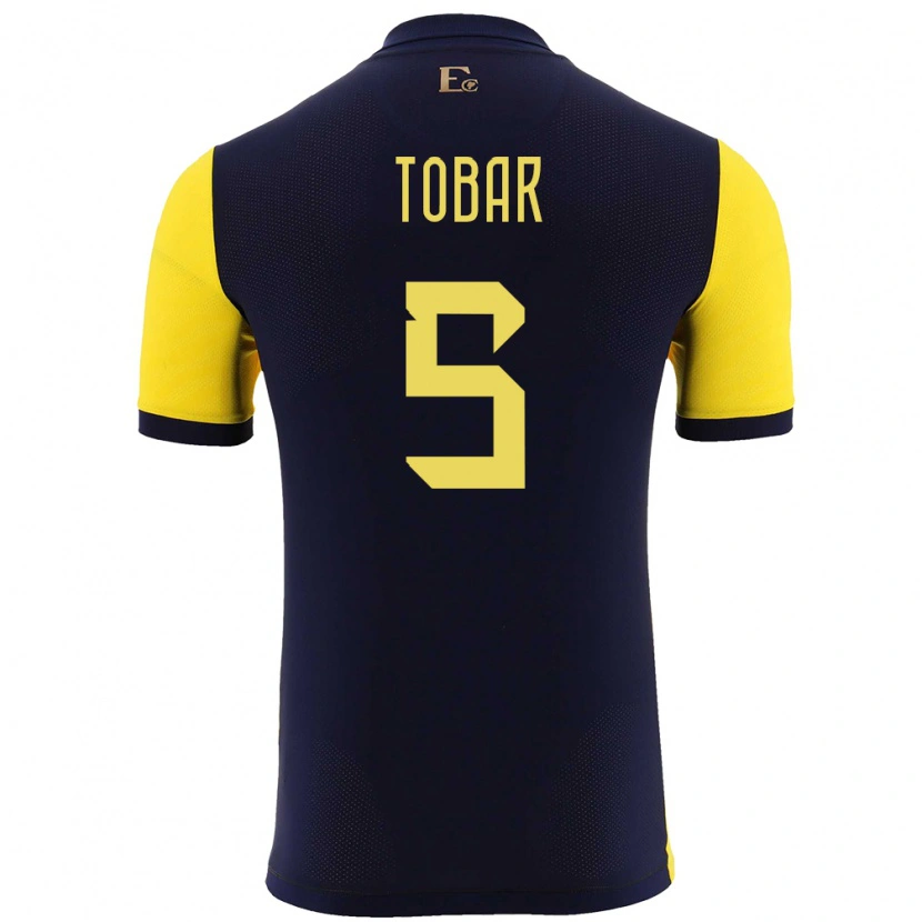 Danxen Hombre Camiseta Ecuador Bolívar Tobar #5 Amarillo 1ª Equipación 24-26 La Camisa México