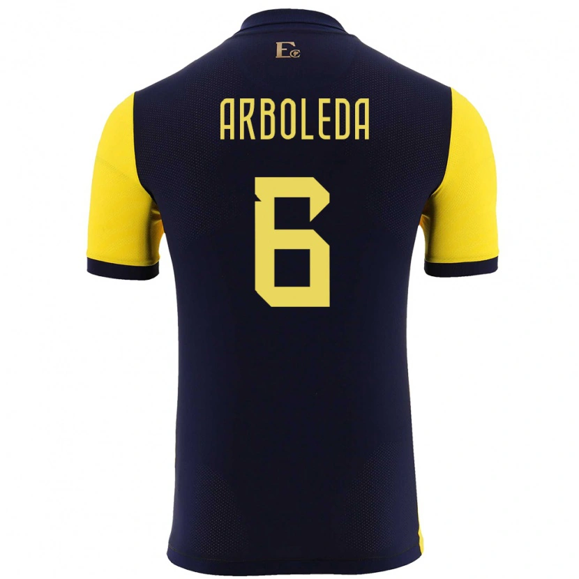 Danxen Hombre Camiseta Ecuador Edu Arboleda #6 Amarillo 1ª Equipación 24-26 La Camisa México
