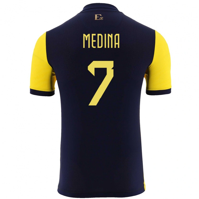 Danxen Hombre Camiseta Ecuador Yaimar Medina #7 Amarillo 1ª Equipación 24-26 La Camisa México
