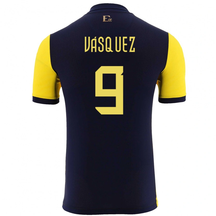 Danxen Hombre Camiseta Ecuador Yandri Vásquez #9 Amarillo 1ª Equipación 24-26 La Camisa México