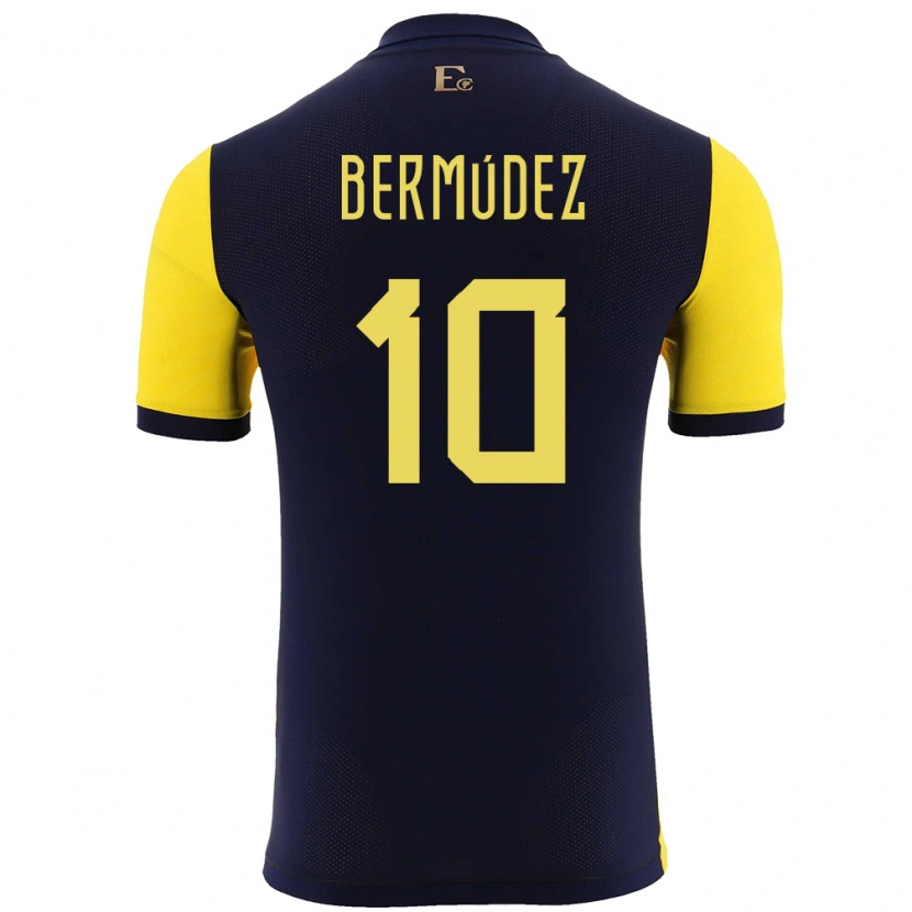 Danxen Hombre Camiseta Ecuador Michael Bermúdez #10 Amarillo 1ª Equipación 24-26 La Camisa México