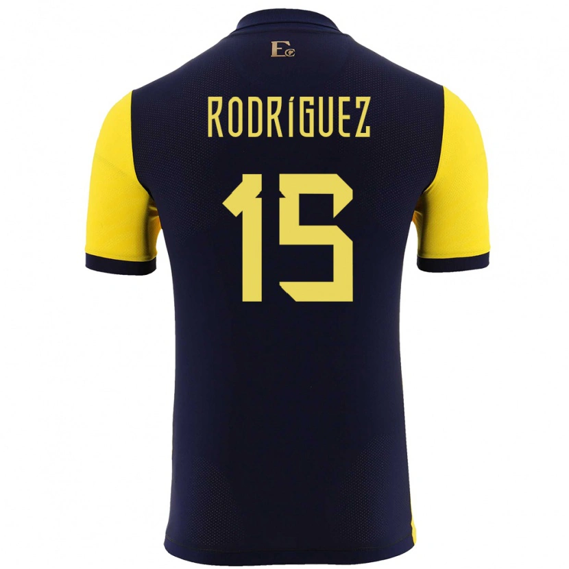 Danxen Hombre Camiseta Ecuador Juan Rodríguez #15 Amarillo 1ª Equipación 24-26 La Camisa México