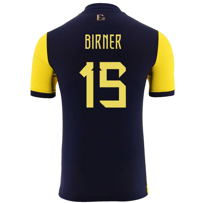 Danxen Hombre Camiseta Ecuador Benny Birner #15 Amarillo 1ª Equipación 24-26 La Camisa México