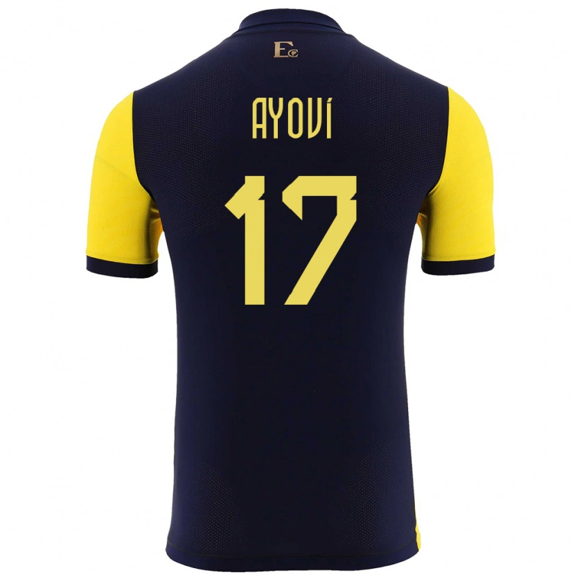 Danxen Hombre Camiseta Ecuador Junior Ayoví #17 Amarillo 1ª Equipación 24-26 La Camisa México