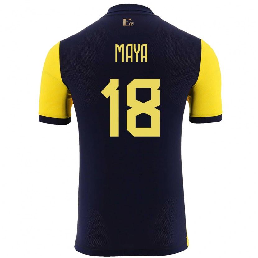 Danxen Hombre Camiseta Ecuador Jhoel Maya #18 Amarillo 1ª Equipación 24-26 La Camisa México