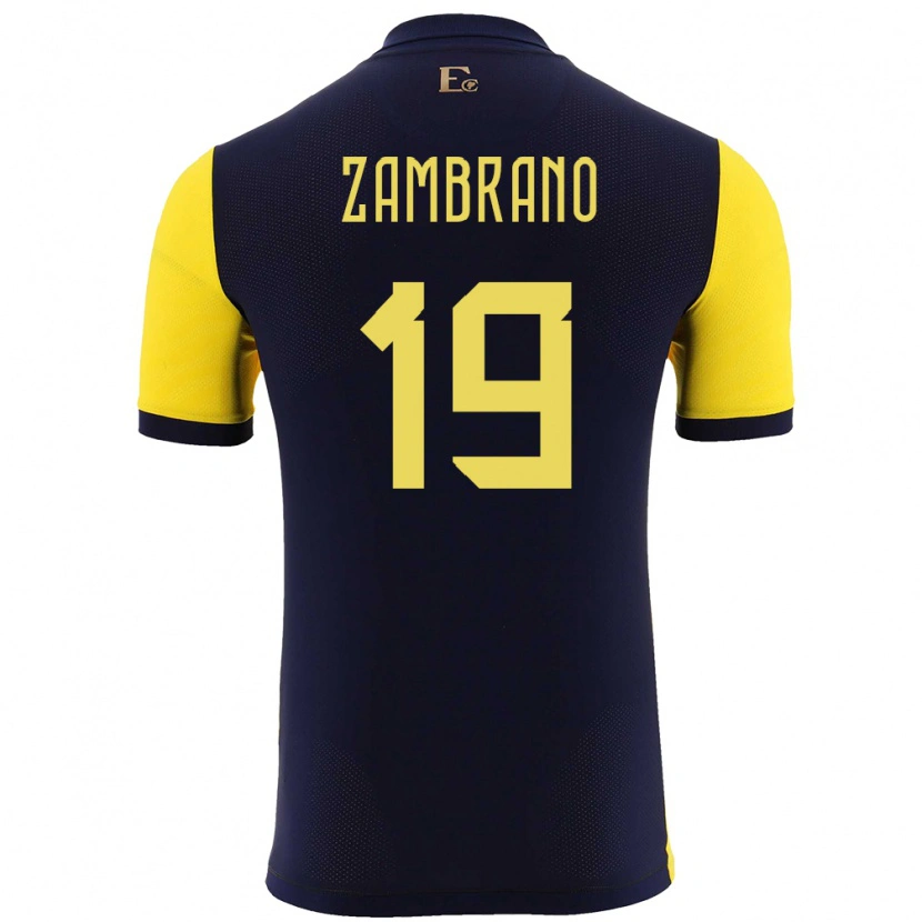 Danxen Hombre Camiseta Ecuador Cristhoper Zambrano #19 Amarillo 1ª Equipación 24-26 La Camisa México