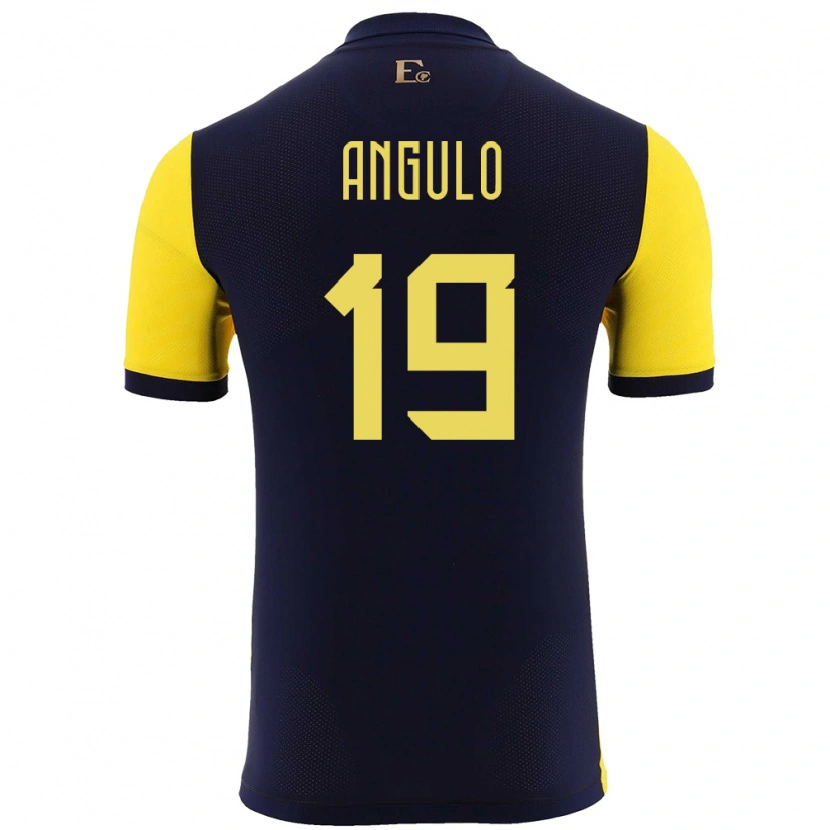 Danxen Hombre Camiseta Ecuador Juan Angulo #19 Amarillo 1ª Equipación 24-26 La Camisa México