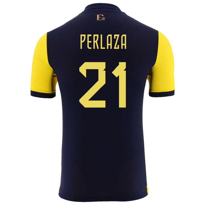 Danxen Hombre Camiseta Ecuador Ronald Perlaza #21 Amarillo 1ª Equipación 24-26 La Camisa México