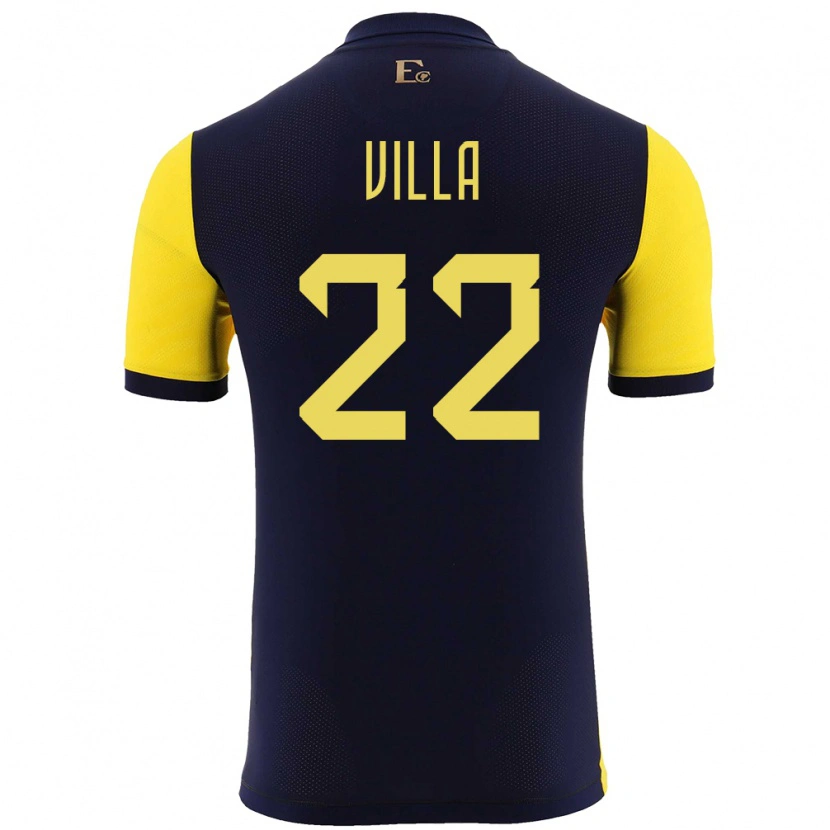 Danxen Hombre Camiseta Ecuador Alexis Villa #22 Amarillo 1ª Equipación 24-26 La Camisa México