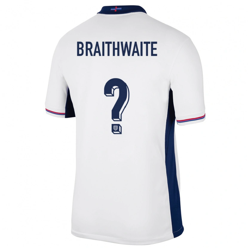 Danxen Hombre Camiseta Inglaterra Kaden Braithwaite #0 Blanco 1ª Equipación 24-26 La Camisa México