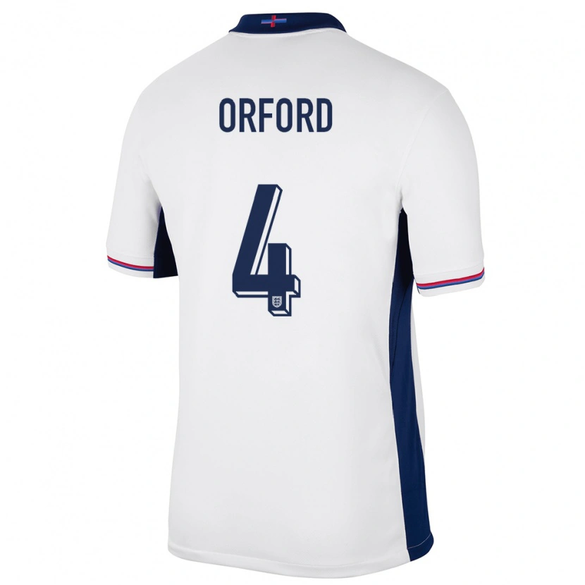 Danxen Hombre Camiseta Inglaterra Lewis Orford #4 Blanco 1ª Equipación 24-26 La Camisa México
