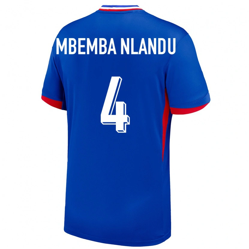 Danxen Hombre Camiseta Francia Emmanuel Mbemba Nlandu #4 Azul 1ª Equipación 24-26 La Camisa México