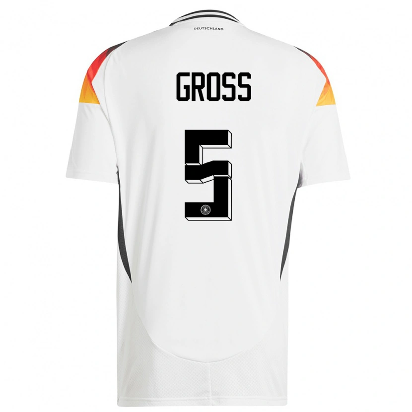 Danxen Hombre Camiseta Alemania Pascal Groß #5 Blanco 1ª Equipación 24-26 La Camisa México