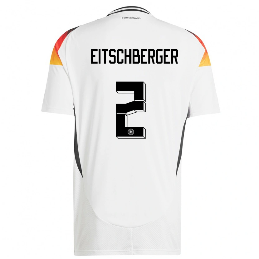 Danxen Hombre Camiseta Alemania Julian Eitschberger #2 Blanco 1ª Equipación 24-26 La Camisa México