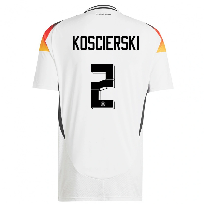 Danxen Hombre Camiseta Alemania Kacper Koscierski #2 Blanco 1ª Equipación 24-26 La Camisa México
