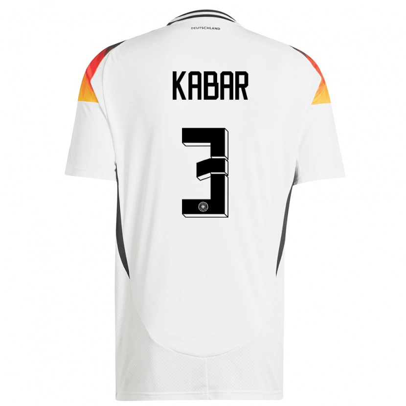 Danxen Hombre Camiseta Alemania Almugera Kabar #3 Blanco 1ª Equipación 24-26 La Camisa México