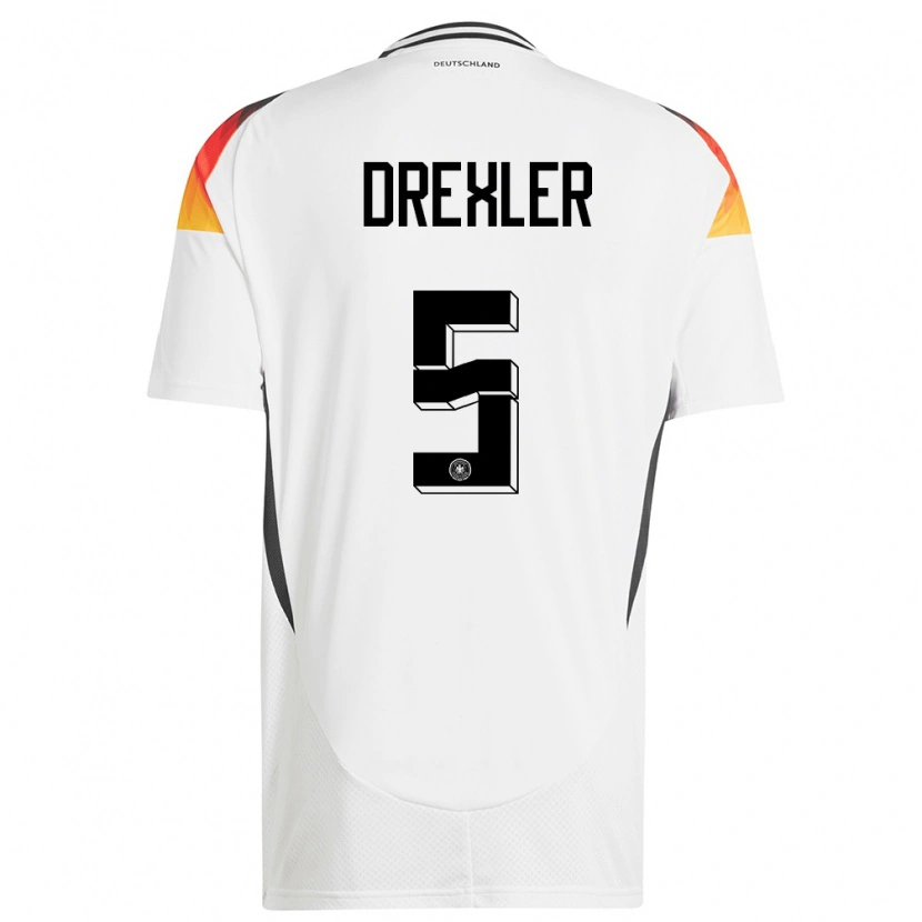Danxen Hombre Camiseta Alemania Tim Drexler #5 Blanco 1ª Equipación 24-26 La Camisa México