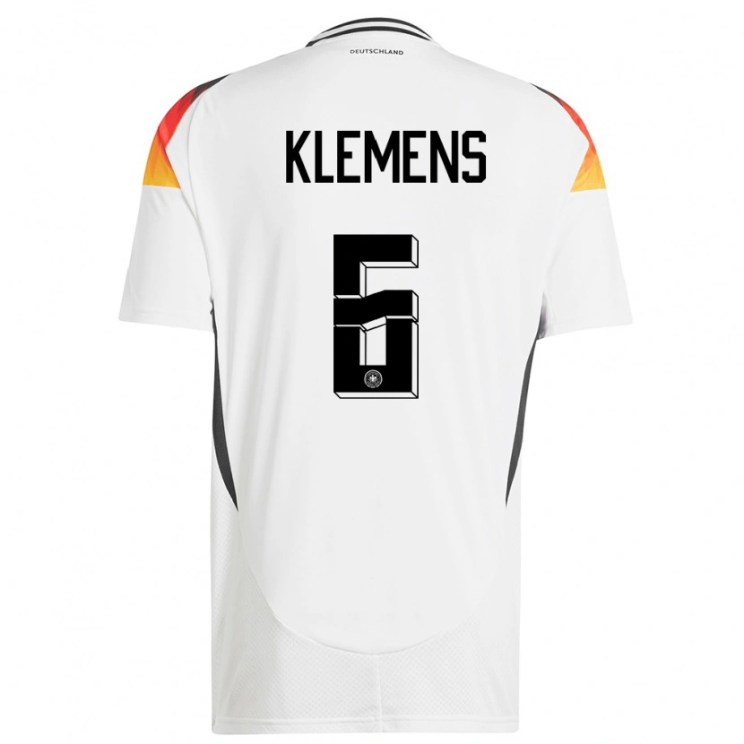 Danxen Hombre Camiseta Alemania Pascal Klemens #6 Blanco 1ª Equipación 24-26 La Camisa México