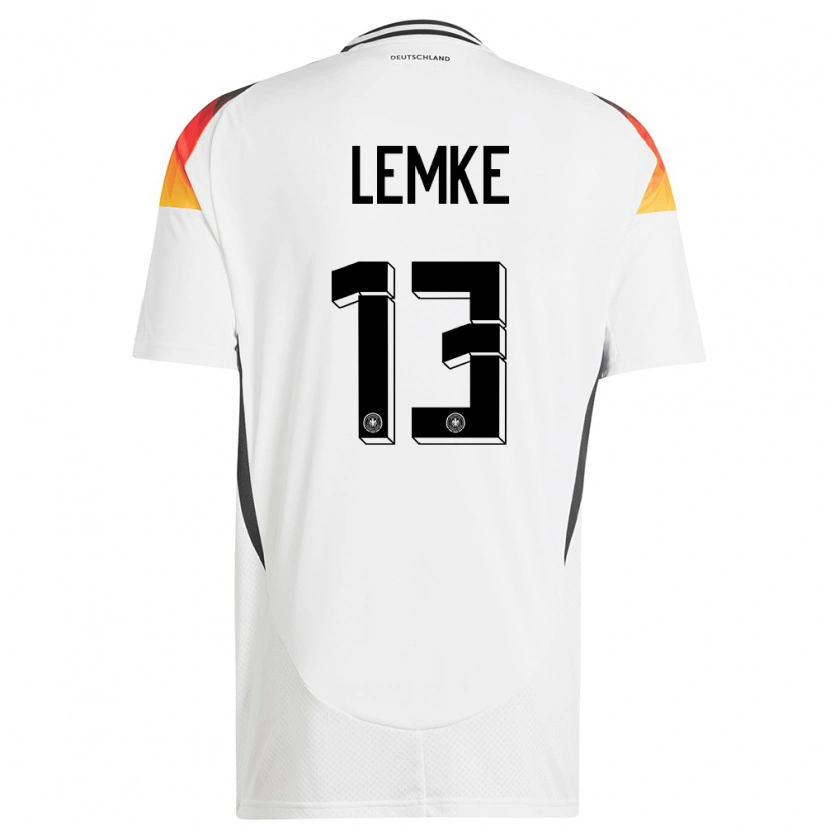 Danxen Hombre Camiseta Alemania Louis Lemke #13 Blanco 1ª Equipación 24-26 La Camisa México