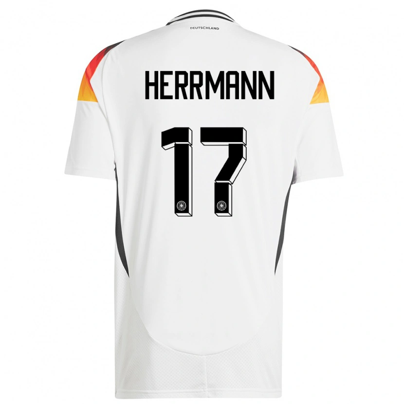 Danxen Hombre Camiseta Alemania Charles Herrmann #17 Blanco 1ª Equipación 24-26 La Camisa México
