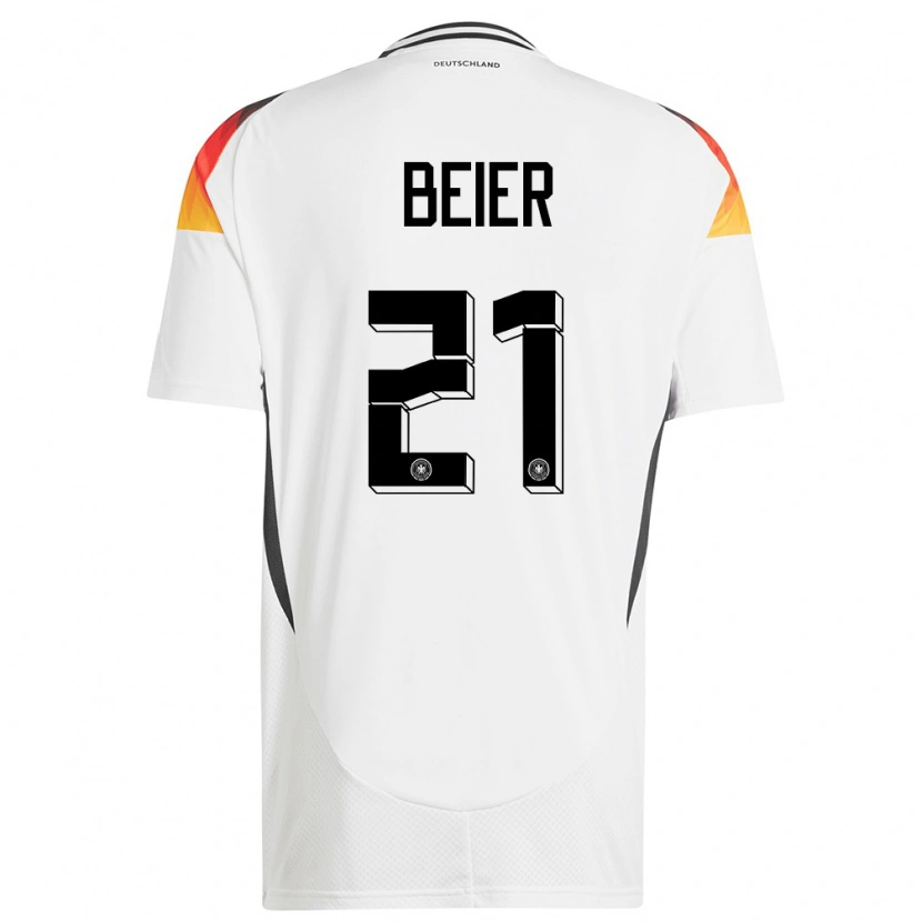 Danxen Hombre Camiseta Alemania Maximilian Beier #21 Blanco 1ª Equipación 24-26 La Camisa México