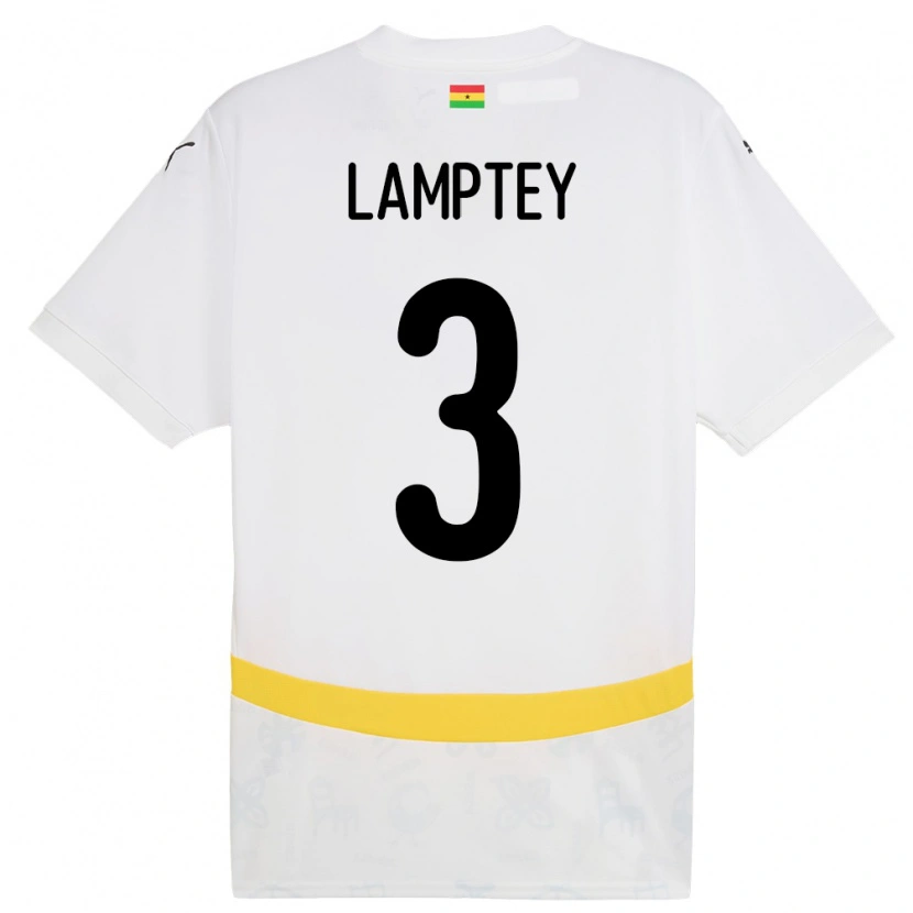 Danxen Hombre Camiseta Ghana Tariq Lamptey #3 Blanco 1ª Equipación 24-26 La Camisa México