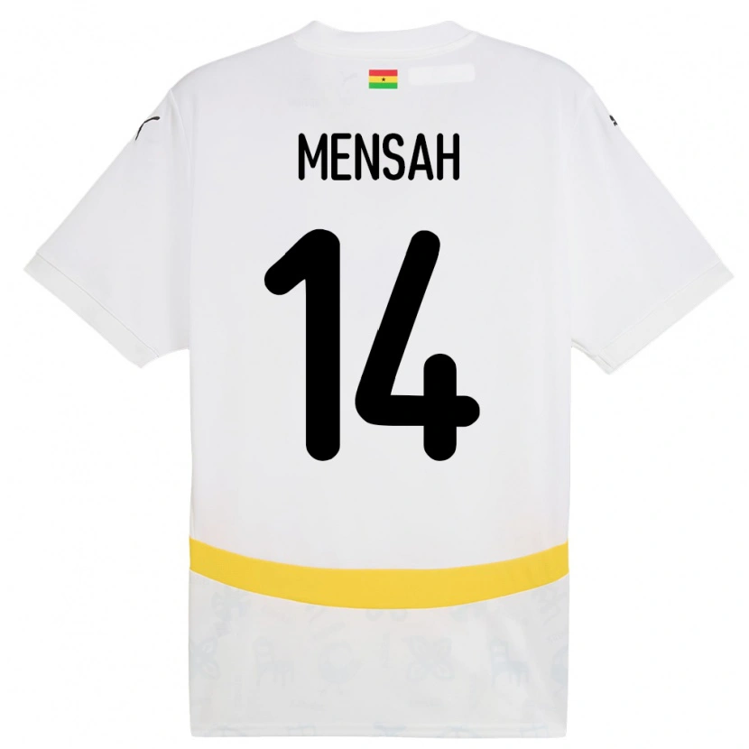 Danxen Hombre Camiseta Ghana Gideon Mensah #14 Blanco 1ª Equipación 24-26 La Camisa México