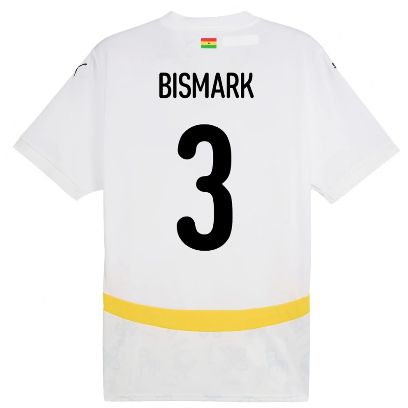 Danxen Hombre Camiseta Ghana Anim Bismark #3 Blanco 1ª Equipación 24-26 La Camisa México