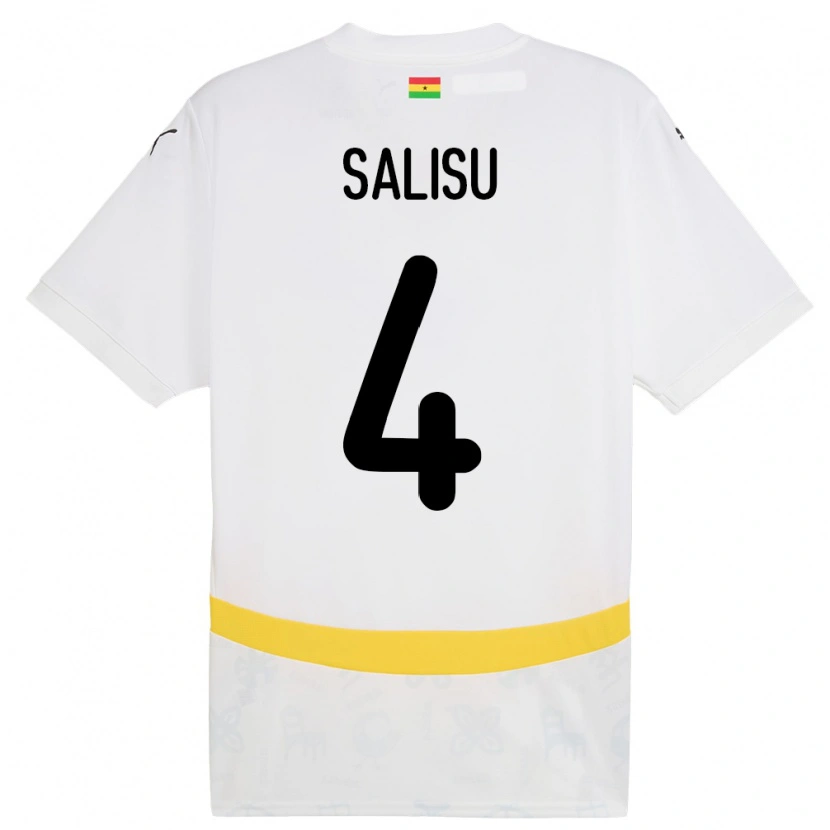 Danxen Hombre Camiseta Ghana Mohammed Salisu #4 Blanco 1ª Equipación 24-26 La Camisa México