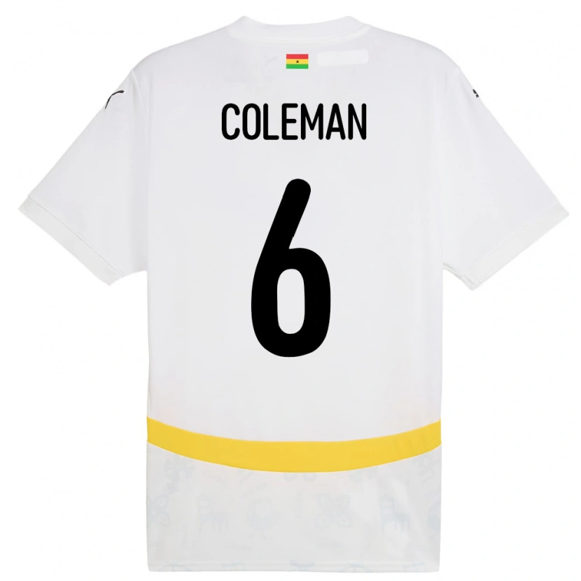 Danxen Hombre Camiseta Ghana Ellen Coleman #6 Blanco 1ª Equipación 24-26 La Camisa México