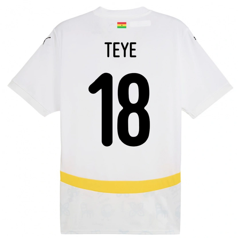 Danxen Hombre Camiseta Ghana Suzzy Teye #18 Blanco 1ª Equipación 24-26 La Camisa México